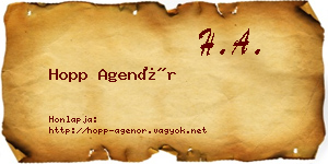 Hopp Agenór névjegykártya